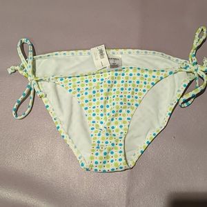 Bikini bottom with lime, turquoise, and gold dots